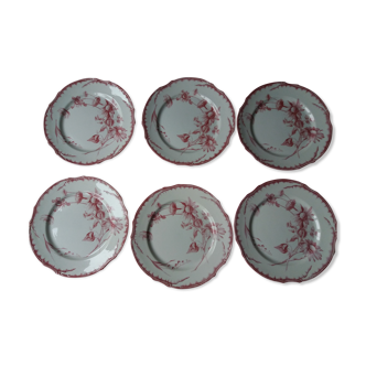 Creil and montereau 6 flat plates pink sunflowers