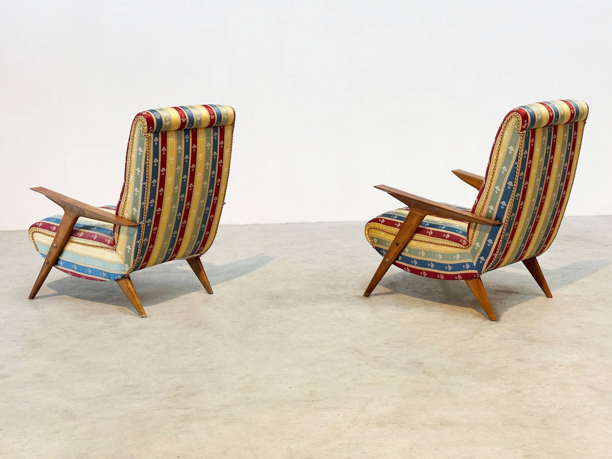 1970's Italian lounge chairs with a funky twist