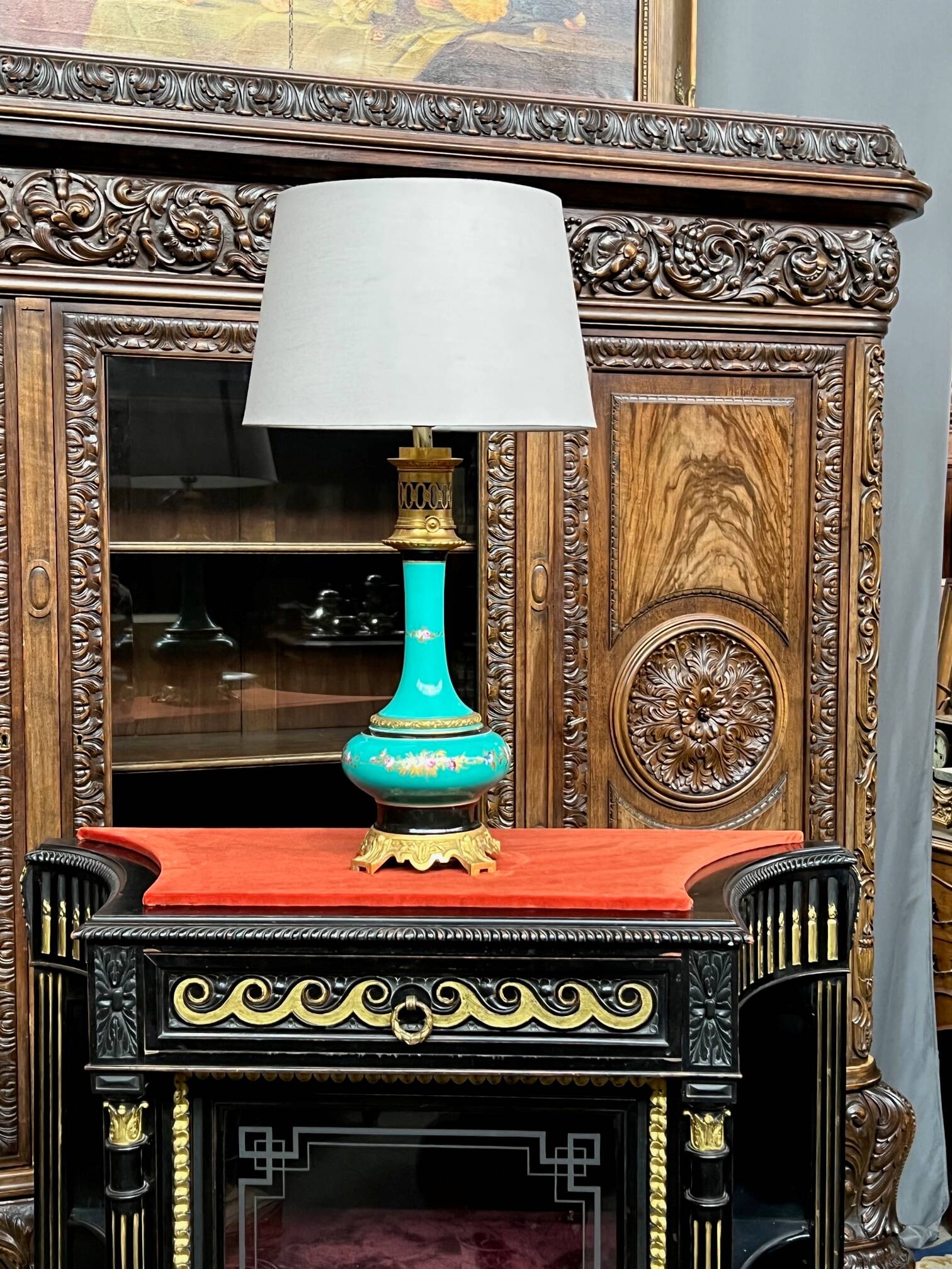 Lamp. Rare turquoise colour. Porcelain, gilded bronze.