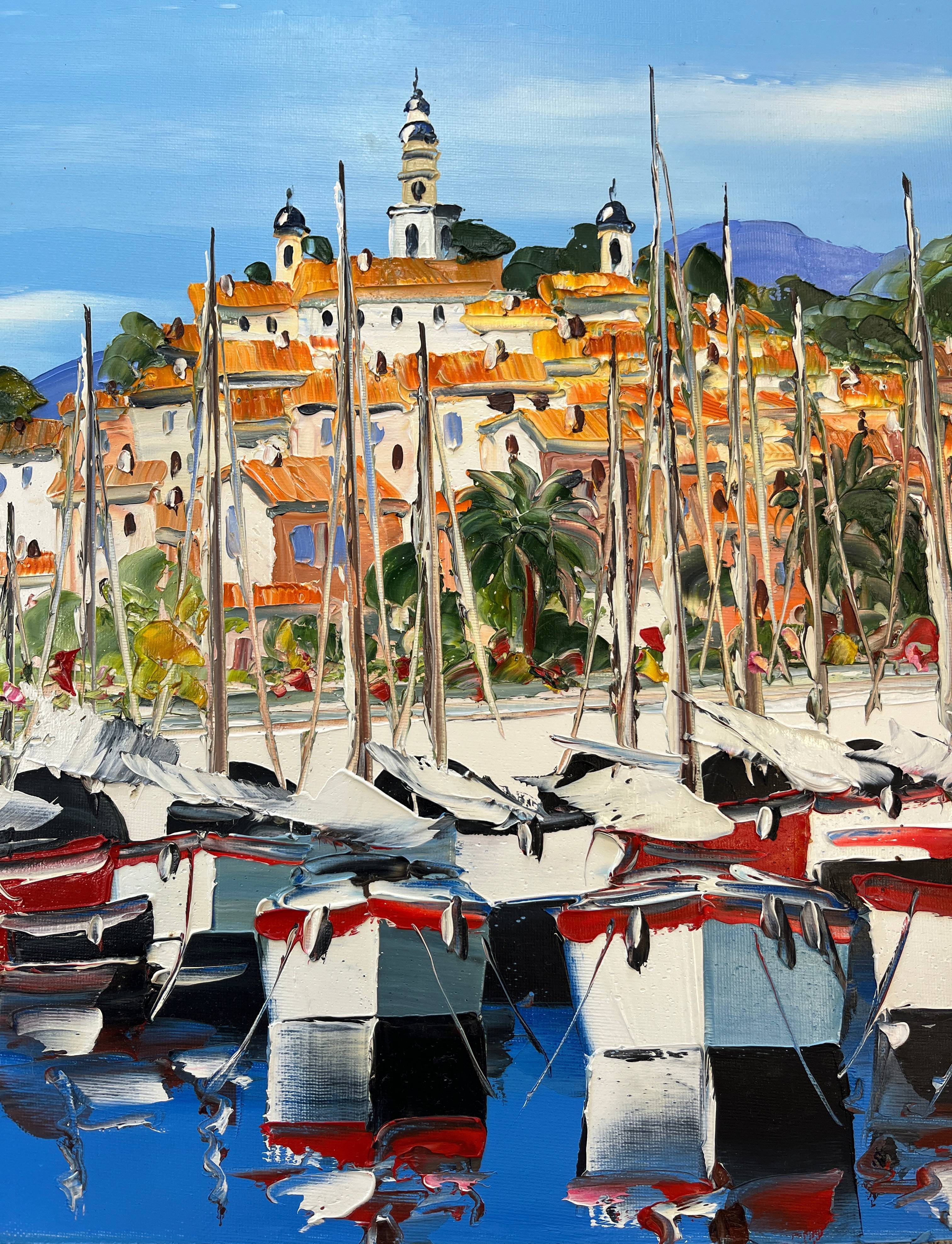 Tableau HST "View of Menton" by Christian Guinet (born in 1950)