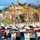 Tableau HST "View of Menton" by Christian Guinet (born in 1950)