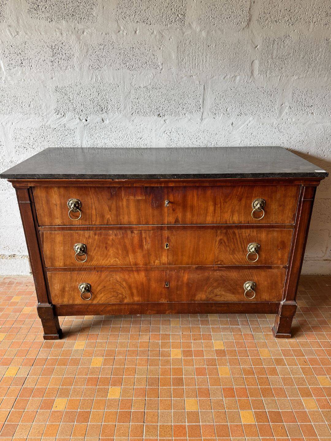 Mahogany commode, marble top - 19th century