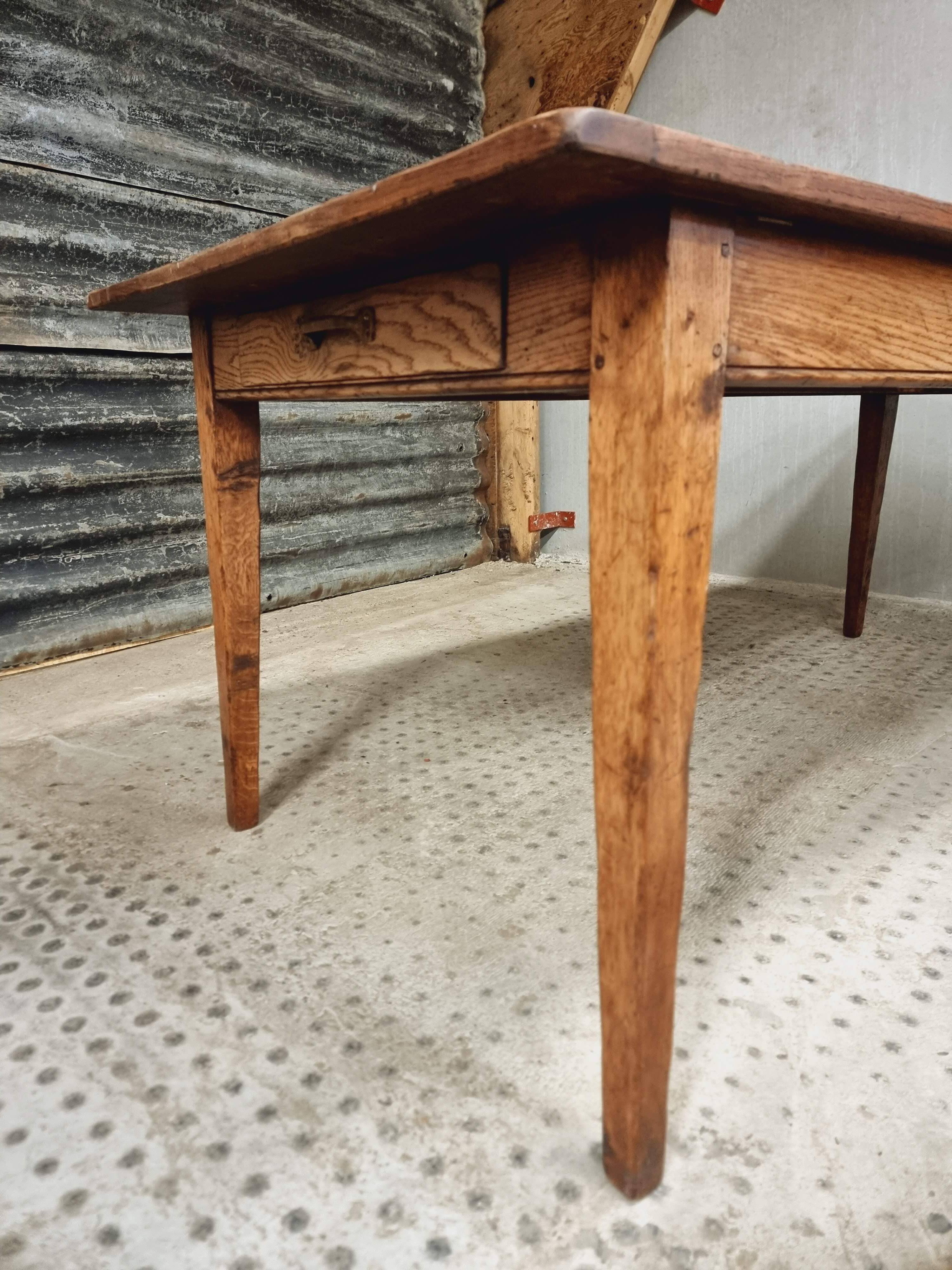 Antique dining table, rural oak table 90 x 200 cm