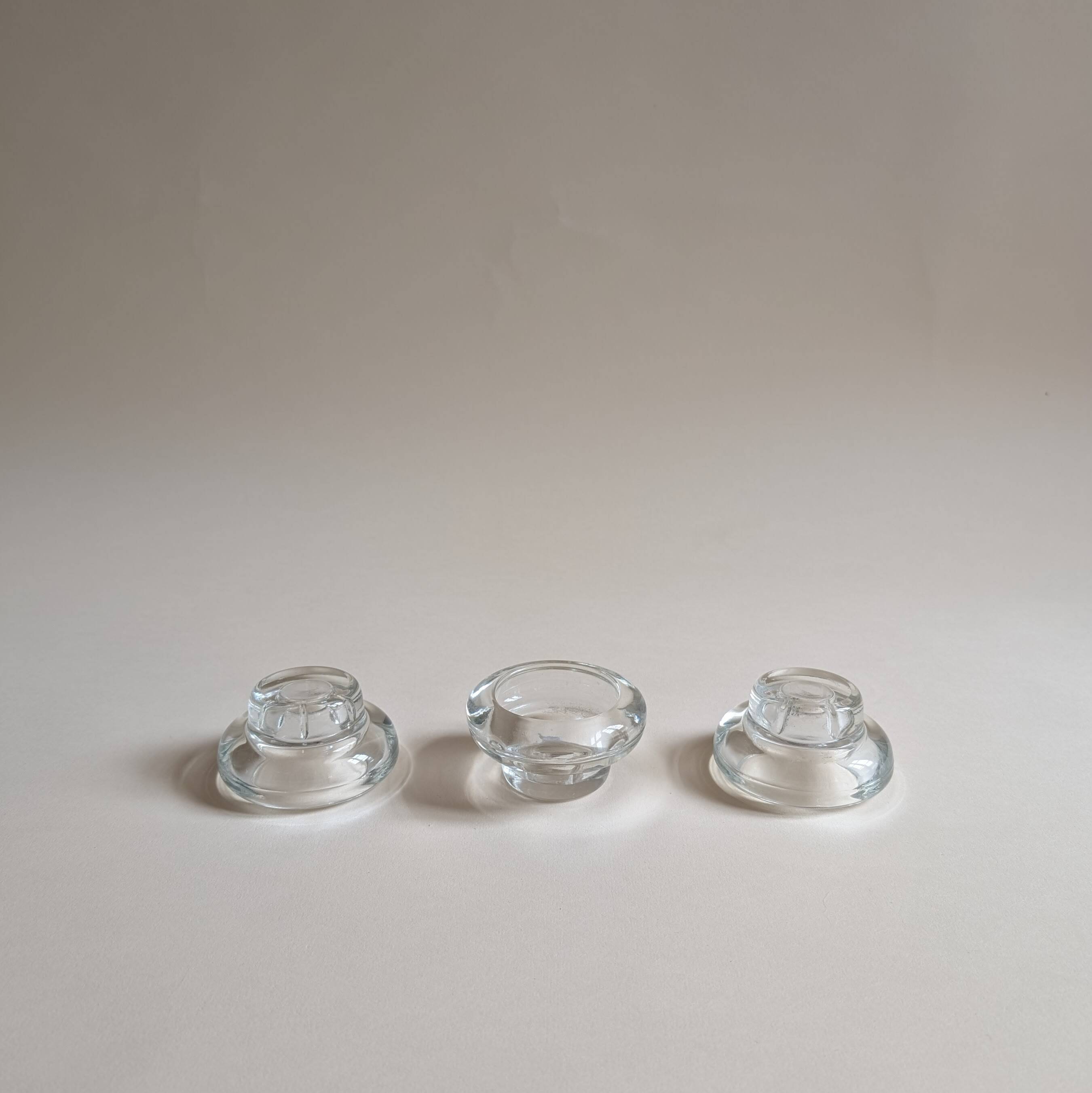 Set of 3 glass candle holders