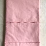 Drap ancien en lin et coton rose candy