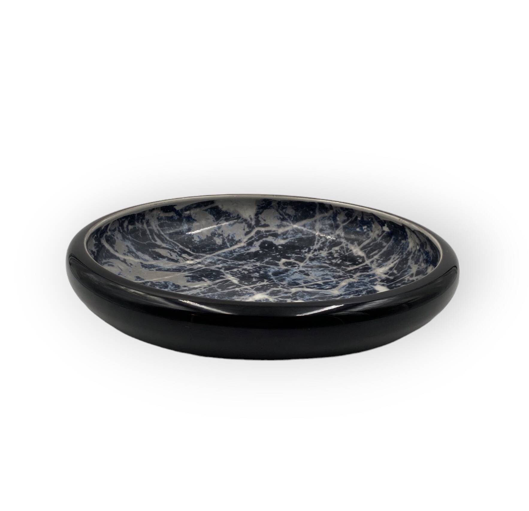 Alvino Bagni, black marbled ceramic centerpiece / vide poche, ca. 1970