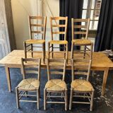 Lot of 6 straw chairs from the end of the 19th century