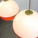 Space Age Italian Orange Plexiglass and Brass Pendant Lamp, 1970s