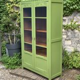 1930s khaki Parisian art deco glass cabinet