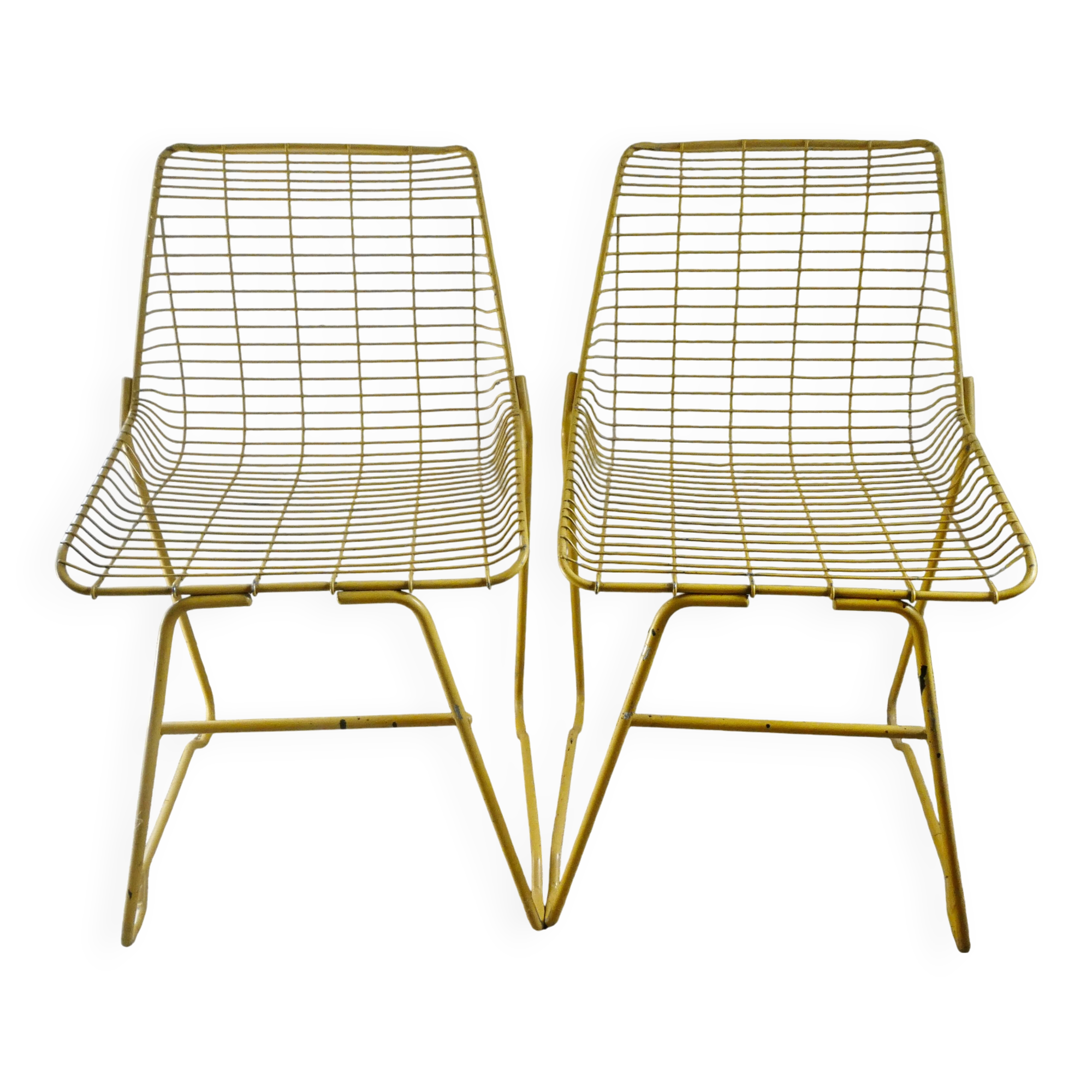 Pair of 1960s metal mesh chairs