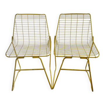 Pair of 1960s metal mesh chairs