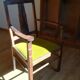 Oak and velvet armchair circa