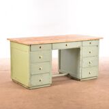 Industrial old desk workbench light green