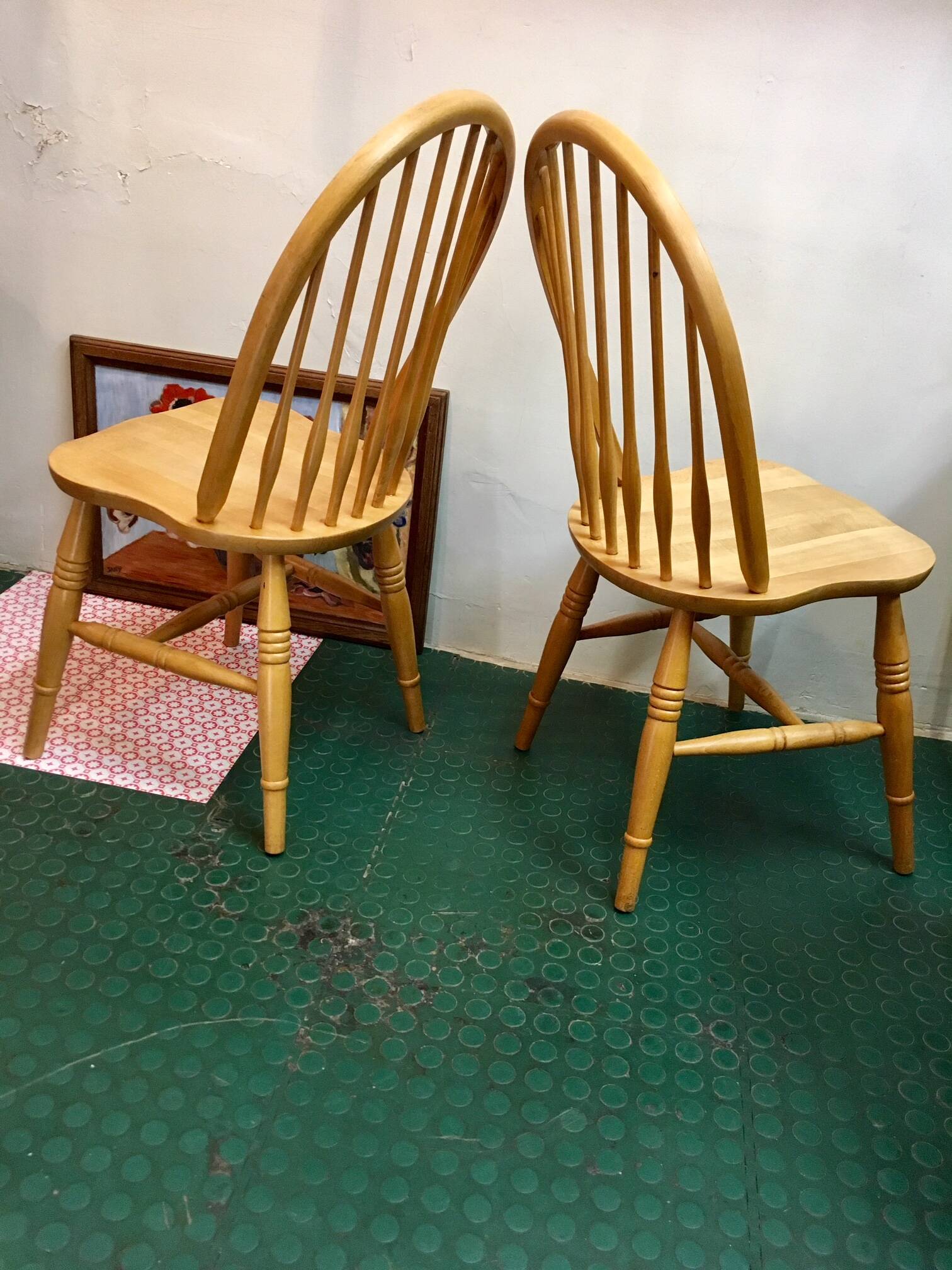 Pair of vintage windsor beech chairs