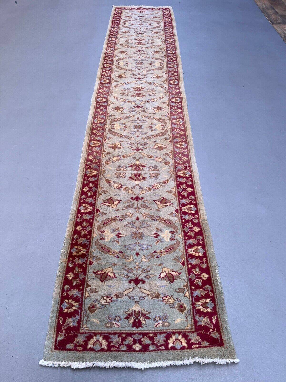 Very long tribal runner 440x82 cm tribal rug, beige, blue, vintage 2506