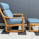 Johannes Andersen highback chair with hocker for Silkeborg Denmark