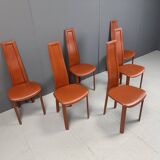 Vintage Leather Dining Chairs by Arper Italy, 1980s - Set of 6