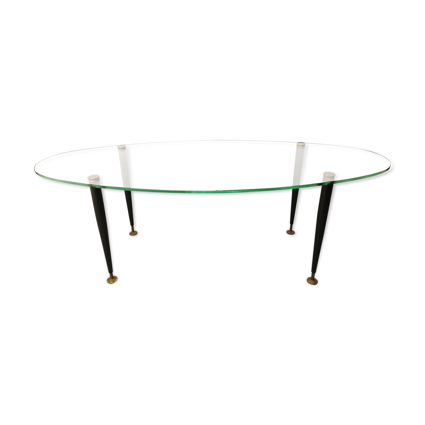 Table basse vintage 1950 verre métal et laiton