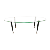 Table basse vintage 1950 verre métal et laiton