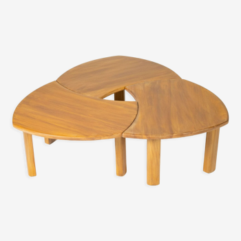 Table basse en orme massif, 1970s