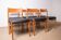 6 Danish chairs in teak and new skai, model 418 Arne Vodder 1960.