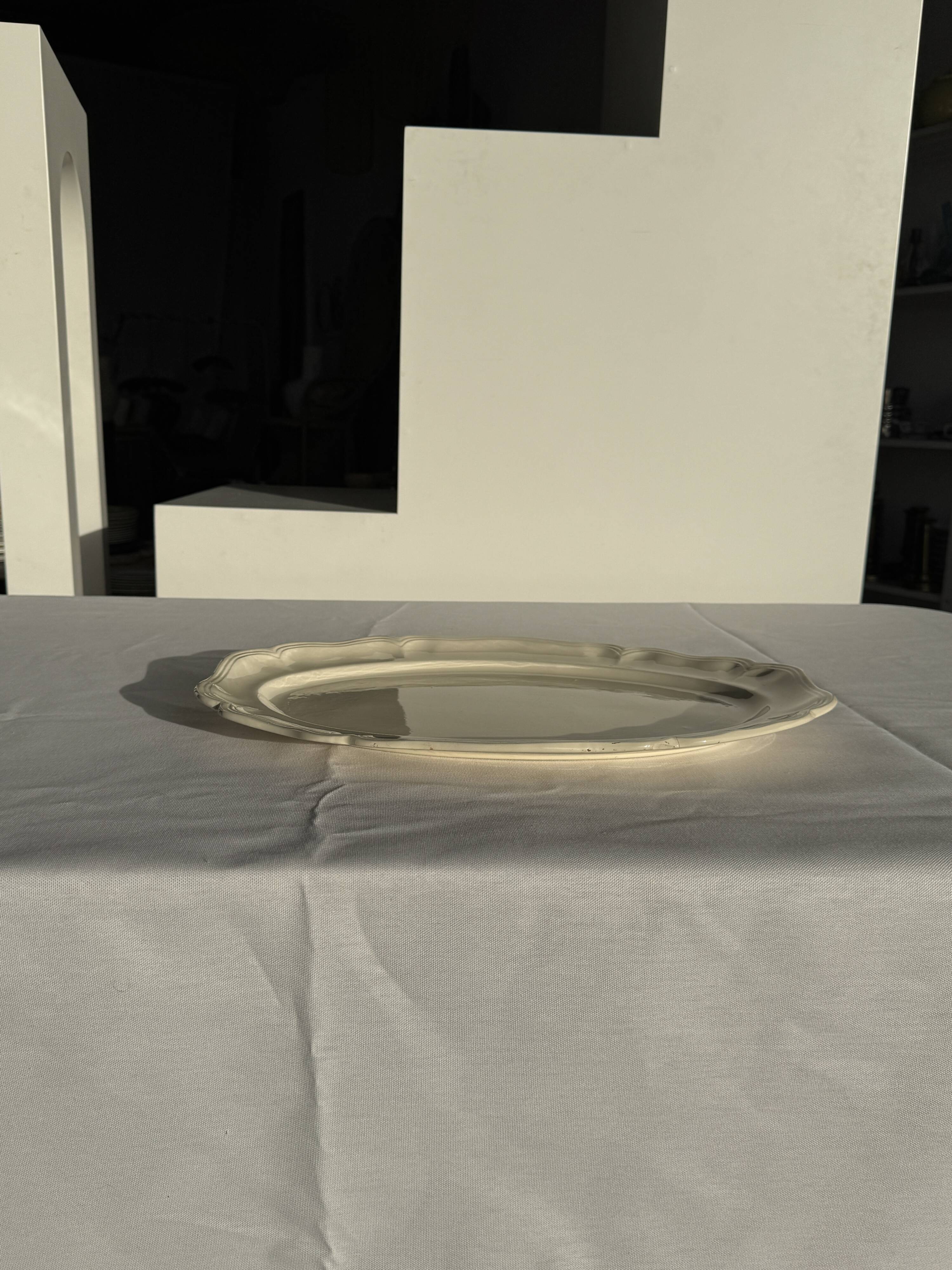 Large oval cream earthenware dish Sarreguemines France L44