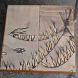 pull-out tables Vallauris, signed 'the wheel' ceramic, chrome foot