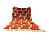 Grand tapis berbère marocain en laine orange et écru 400 x 300 cm