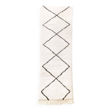 Moroccan Berber carpet Beni Ouarain hallway with black diamonds 2.92x0.86m