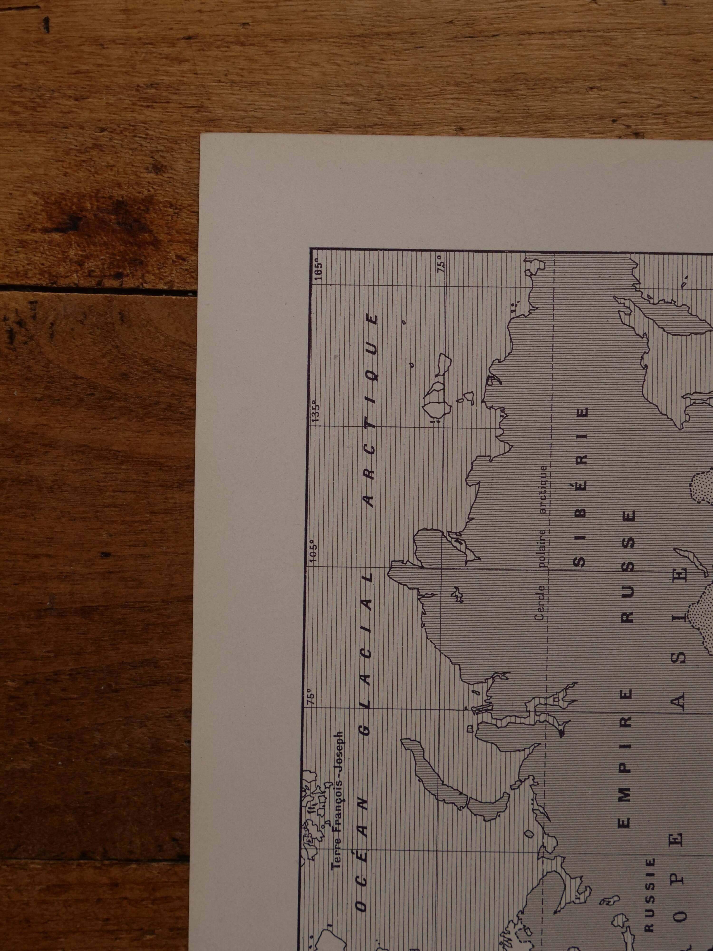 Original lithograph on the first world war (troops + map)