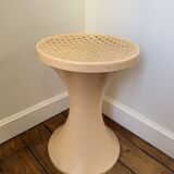 Tam Tam Stamp stool Made in France with a woven rattan-style seat.