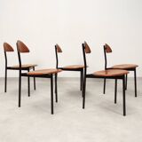 Set of 5 Linea Veam leather tripod chairs