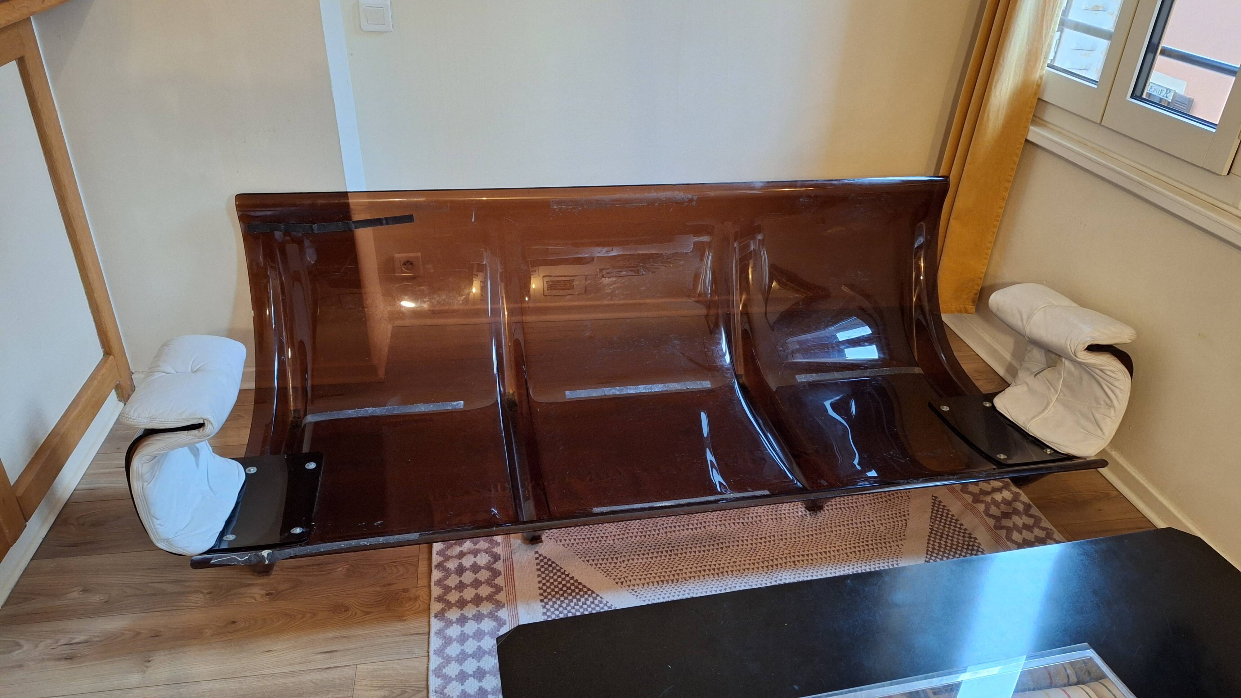 Canapé Ligne Roset Marsala – Michel Ducaroy – plexiglas fumé – vintage