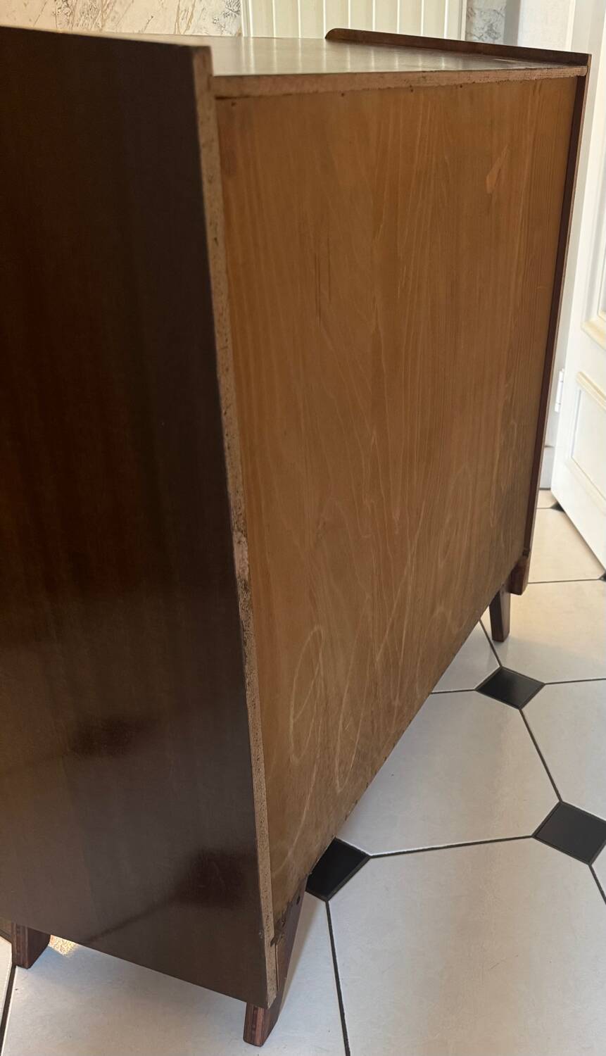 Vintage shoe cabinet with compass legs