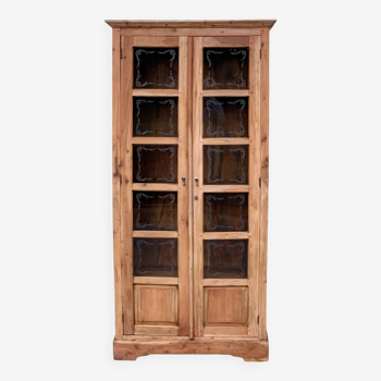 Parisian cabinet in raw wood and engraved windows 1920