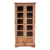 Armoire parisienne en bois brut et vitres gravées 1920