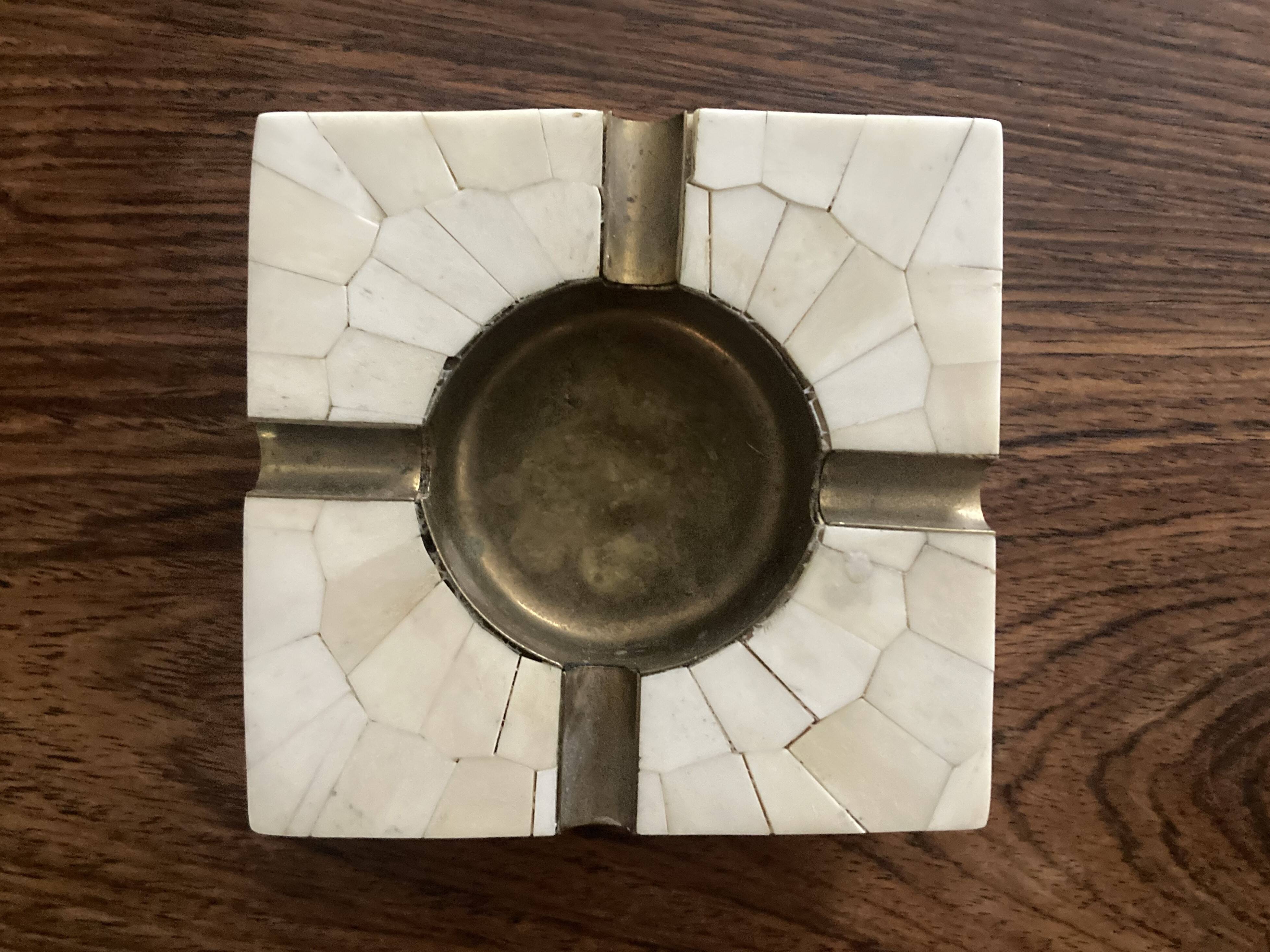 Bone and brass ashtray