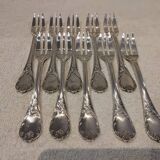 10 silver-plated cake forks by Christofle, Marly pattern