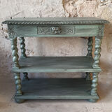 Console Louis XIV shabby chic - patine vert sauge