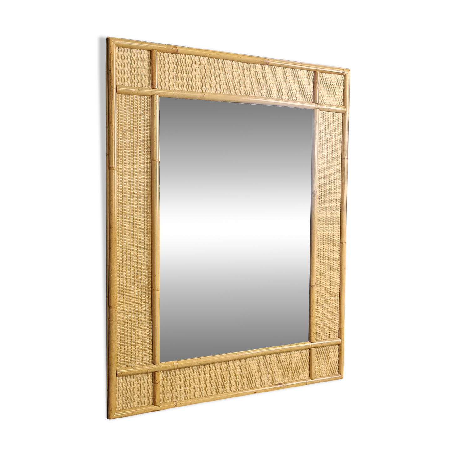 Mid century bamboo mirror by Dal Vera, 1960s