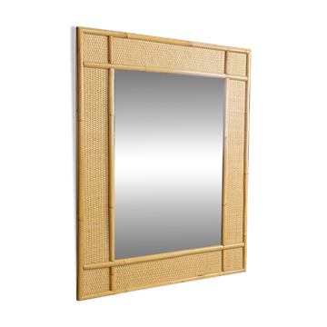 Miroir en bambou du milieu du siècle par Dal Vera, années 1960