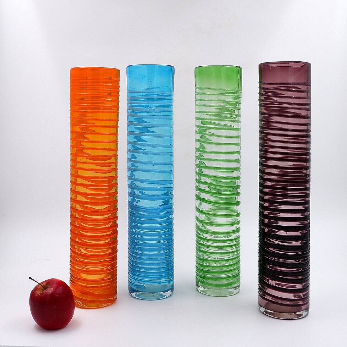 Set of four large spiral vases - Murano glass