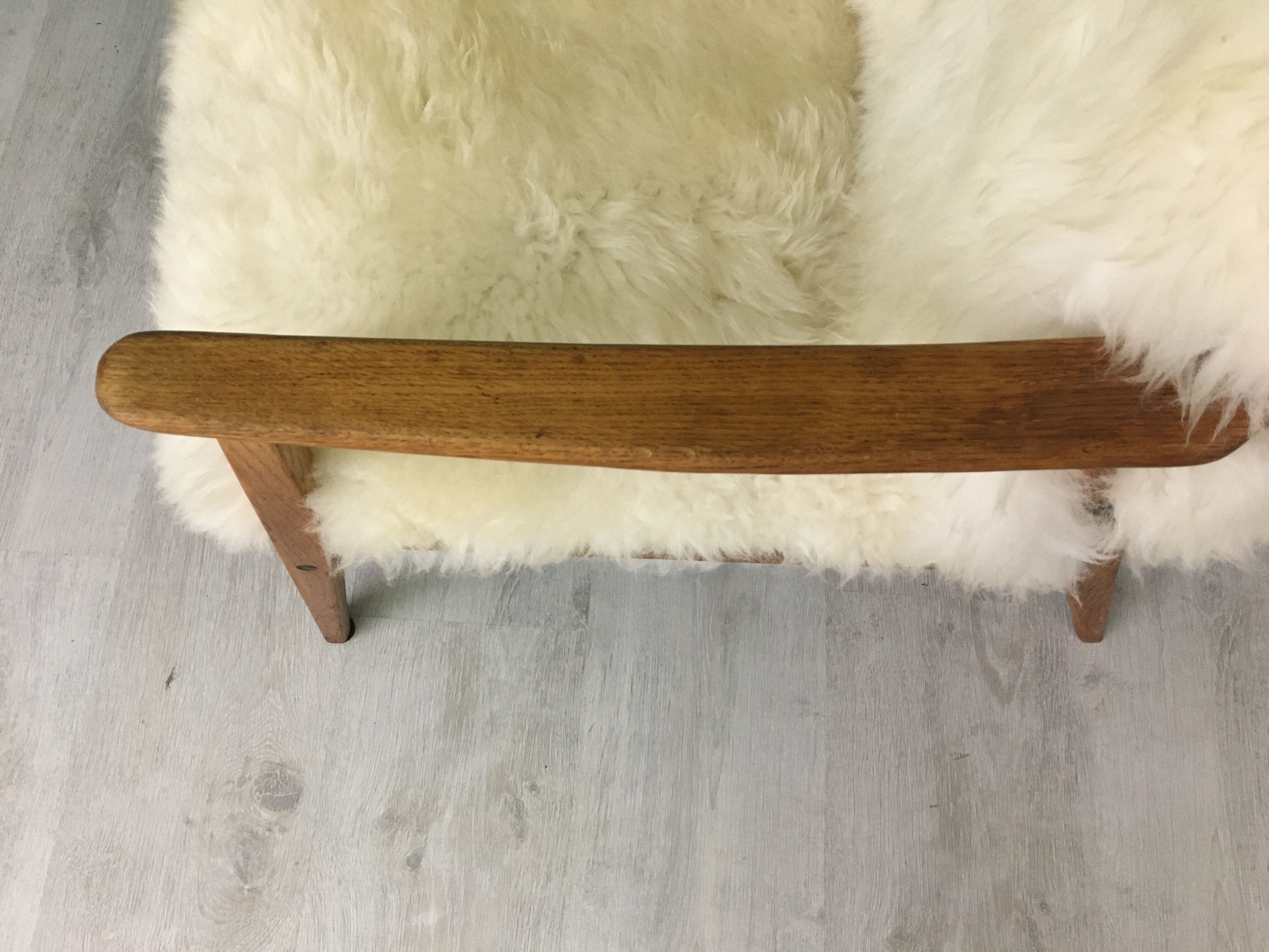Vintage white sheepskin armchair
