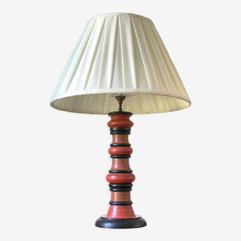 Lampe vintage en bois tourné italien