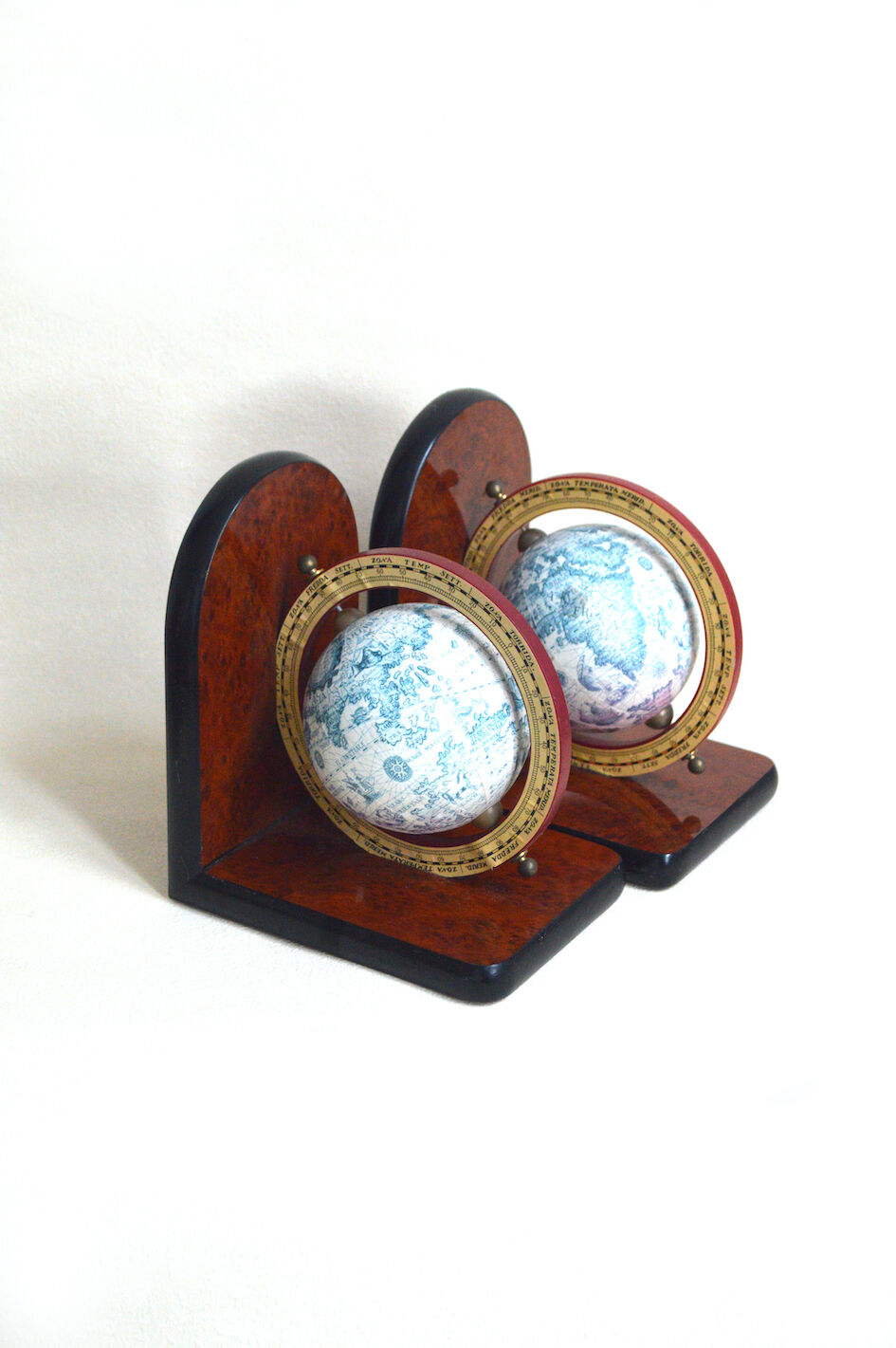 Pair of vintage bookends globes