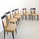 Ensemble de six chaises de salle à manger en skaï beige, origine : Melchiorre Bega, Italie