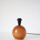 Lampes de chevet, pied bois massif sphère et abat-jour cilindre imprimé