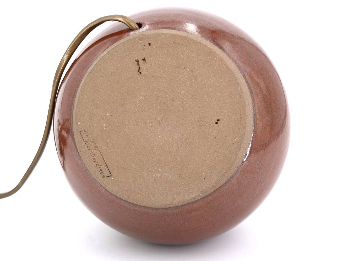 Pair of burgundy brown ceramic lamps, 1970s