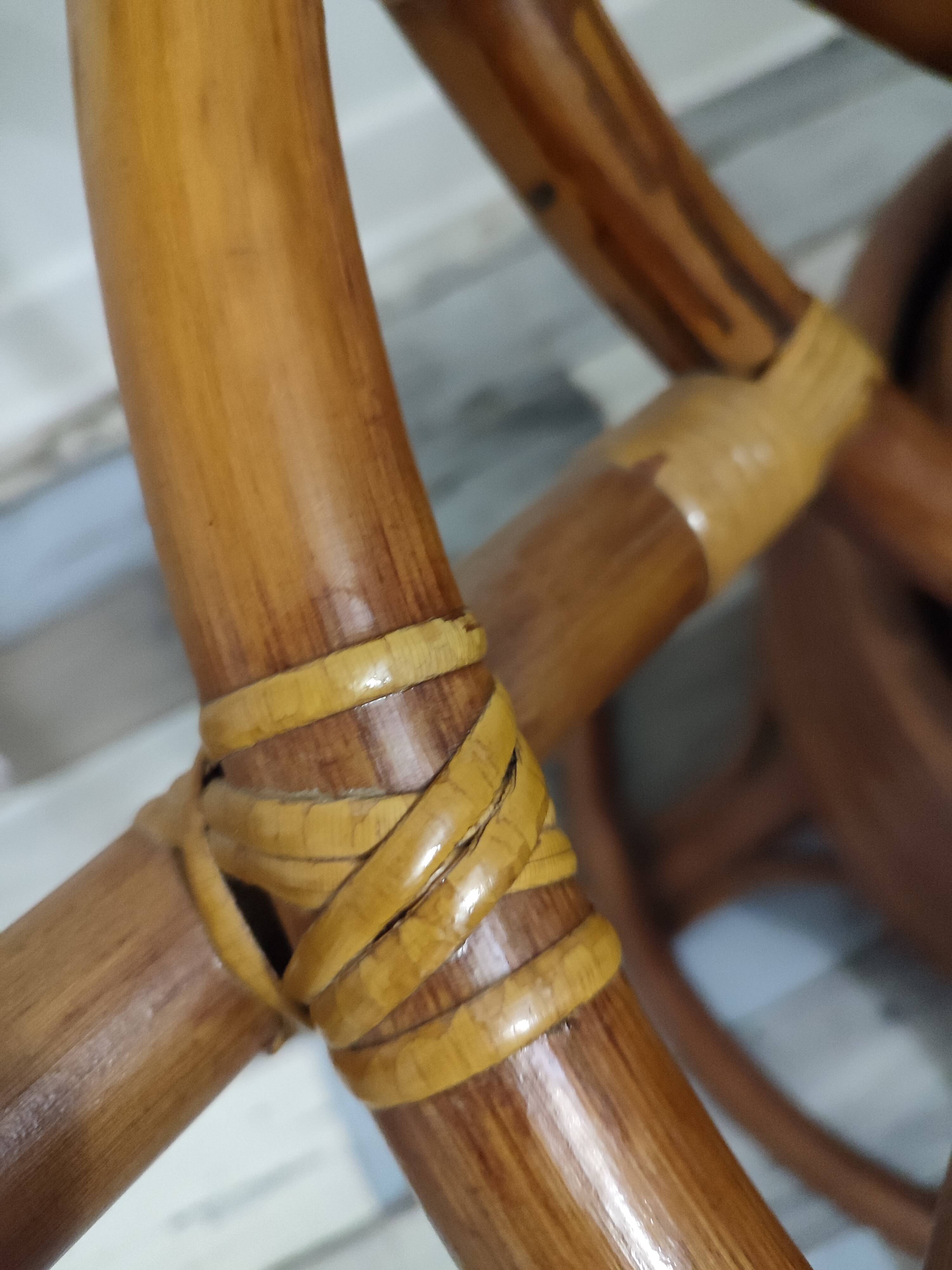 Fauteuil pivotant en bambou des années 70