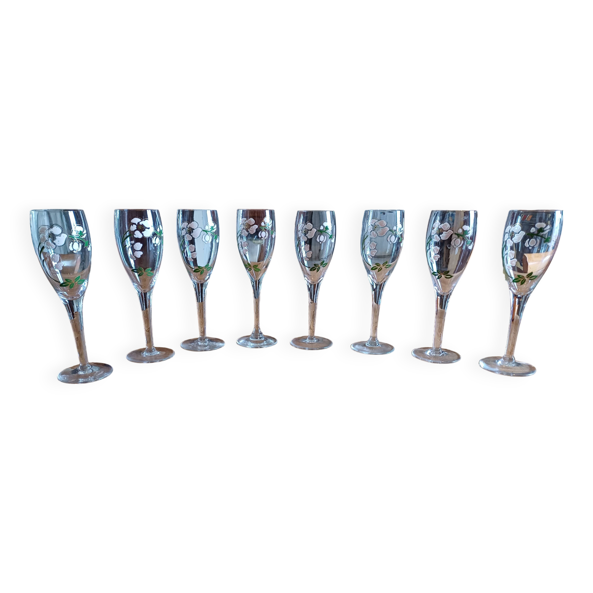 8 perrier jouet crystal champagne flutes